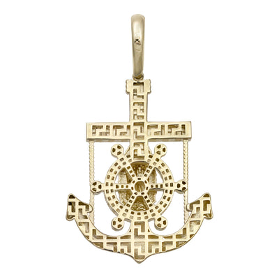 Lady Guadalupe Anchor Wheel Pendant 10K Yellow Gold