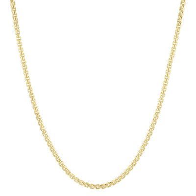 Round Box Link Chain Necklace 10K Yellow Gold - Hollow