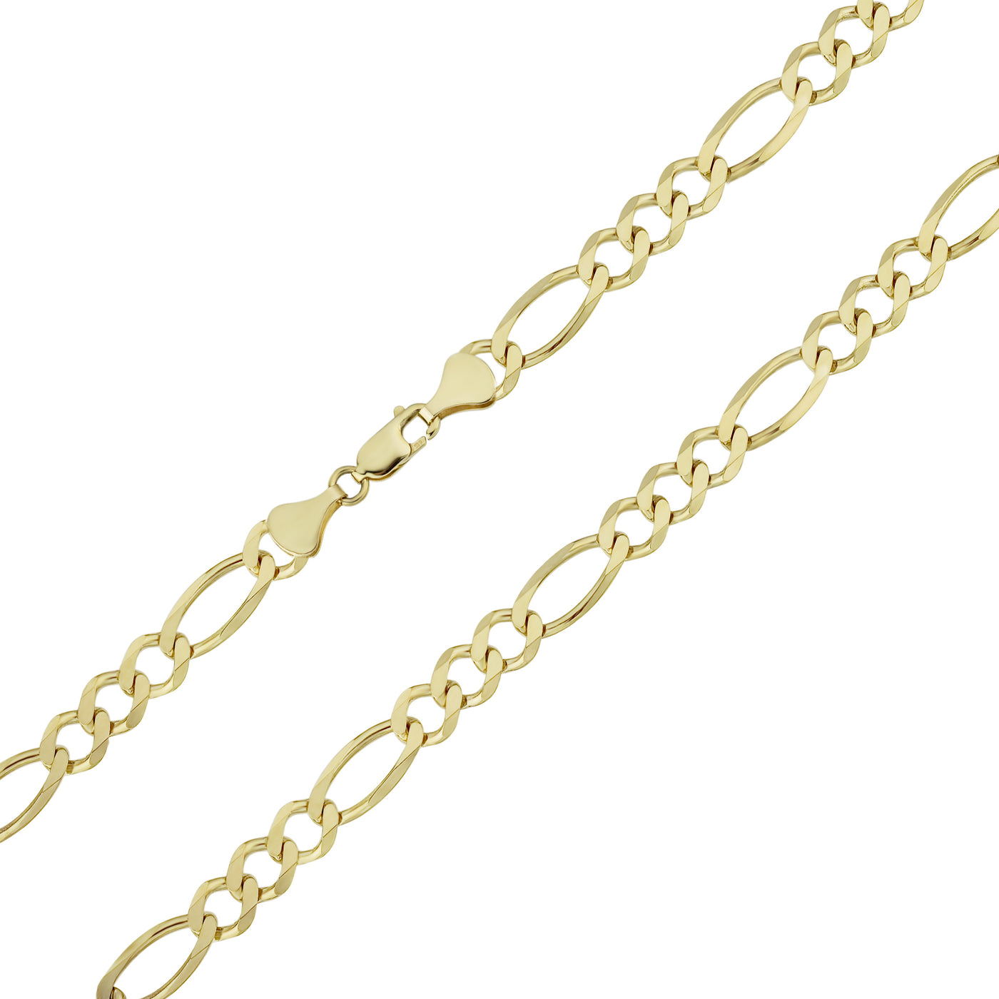 Diamond-Cut Figaro Link Chain Necklace 14K Yellow Gold - Solid