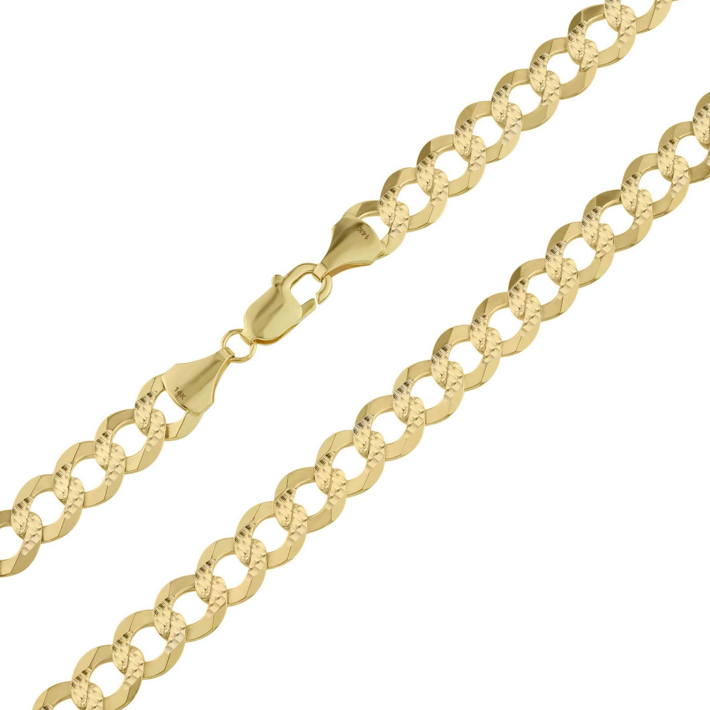 Women's Diamond Cut Miami Curb Chain 14K Yellow Gold - Solid