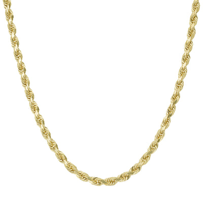 Rope Chain Necklace 14K Yellow Gold - Solid