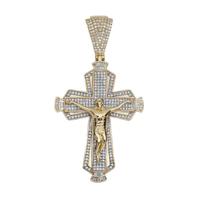 2" Diamond Jesus Crucifix Cross Pendant 0.80ctw 10K Yellow Gold