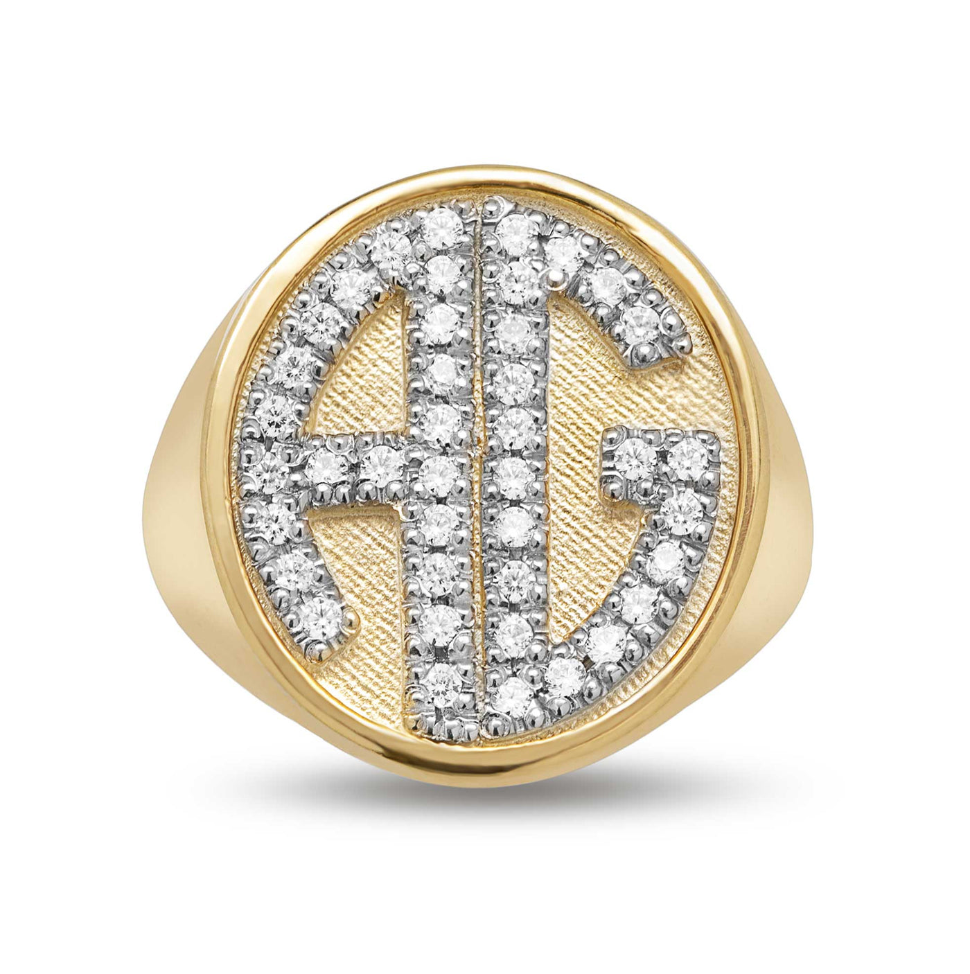 Diamond Initial Signet Ring 14K Gold - Style 31