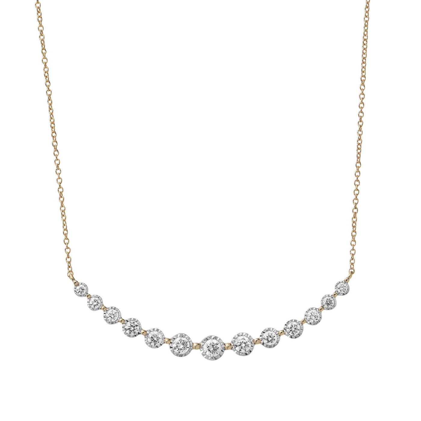 Curved Bar 0.63ctw Diamond Necklace 14K Yellow Gold