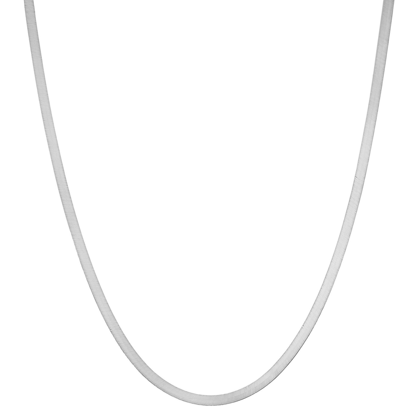 Women's High Polished Herringbone Chain Necklace 14K White Gold