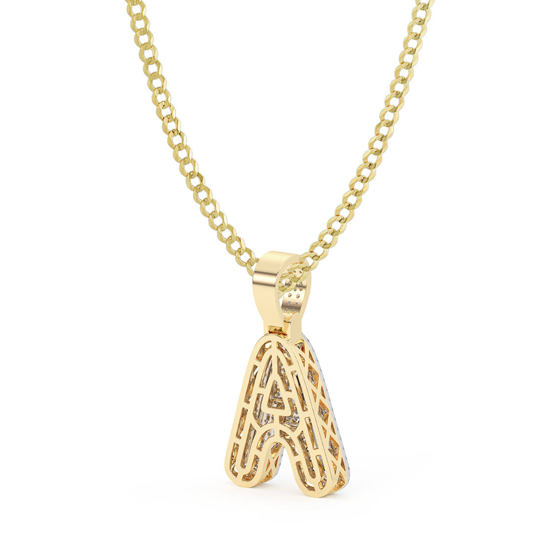 Diamond "A" Initial Letter Necklace 0.37ct Solid 10K Yellow Gold