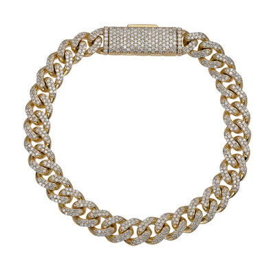 Women's Diamond Cuban Link Bracelet 10K Yellow Gold