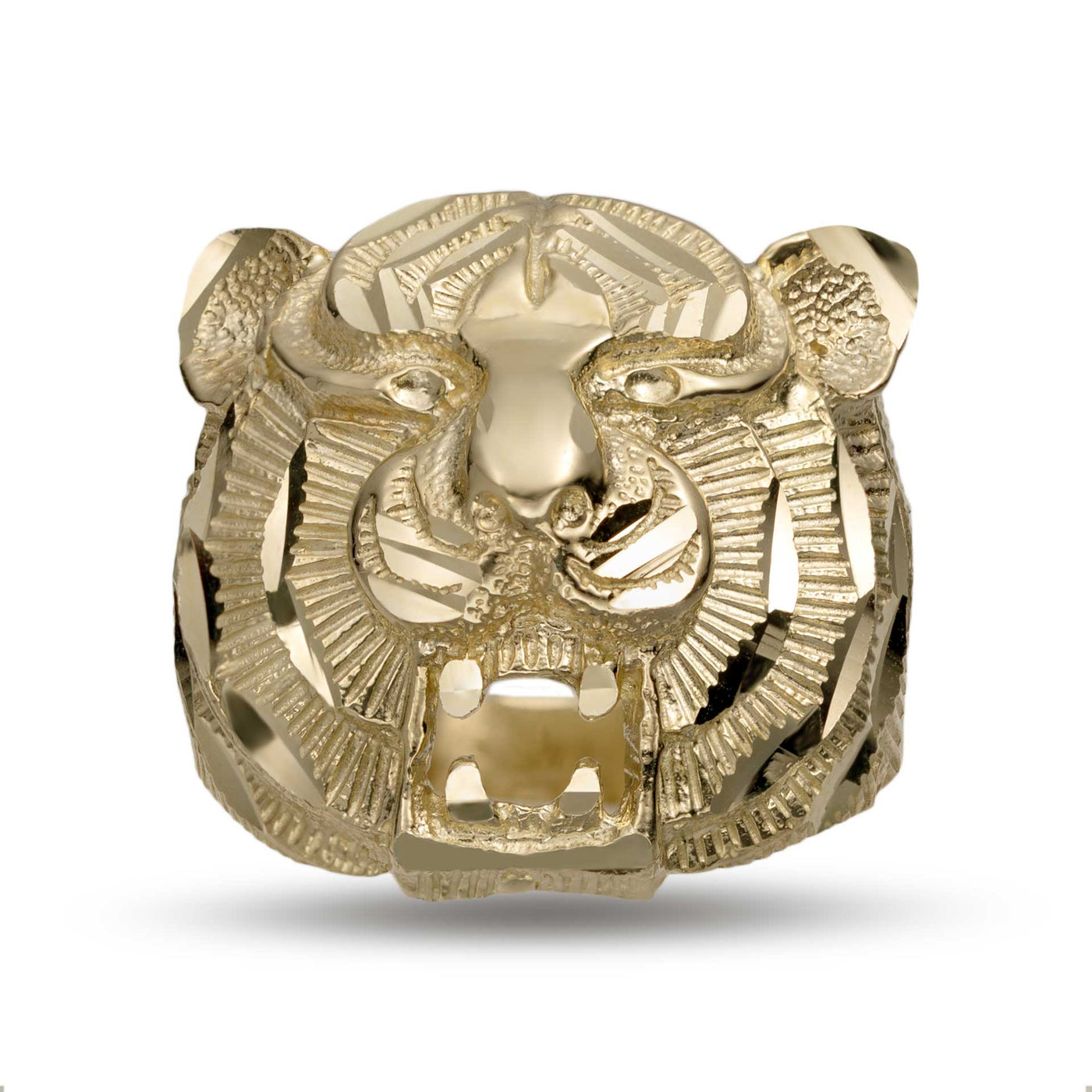 Diamond-Cut Tiger Ring 10K Yellow Gold