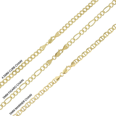 3" Diamond Cut CZ Halo St. Jude Pendant & Chain Necklace Set 10K Yellow Gold