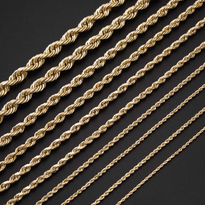 Rope Chain Necklace 14K Yellow Gold - Hollow