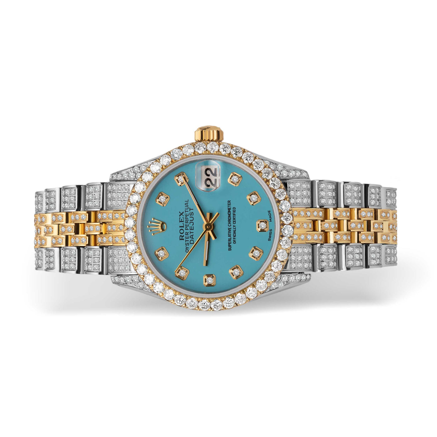 Rolex Datejust Diamond Bezel Watch 31mm Turquoise Dial | 6.75ct