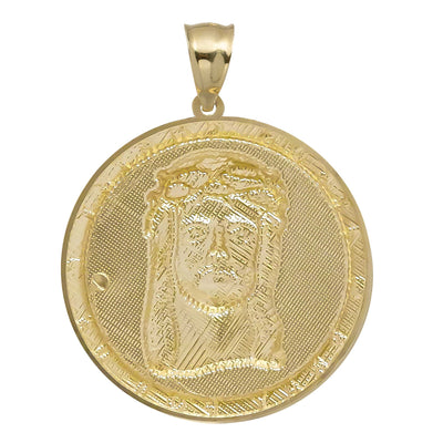 Diamond Cut Jesus Head Charm Pendant Medallion Charm 10K Yellow Gold