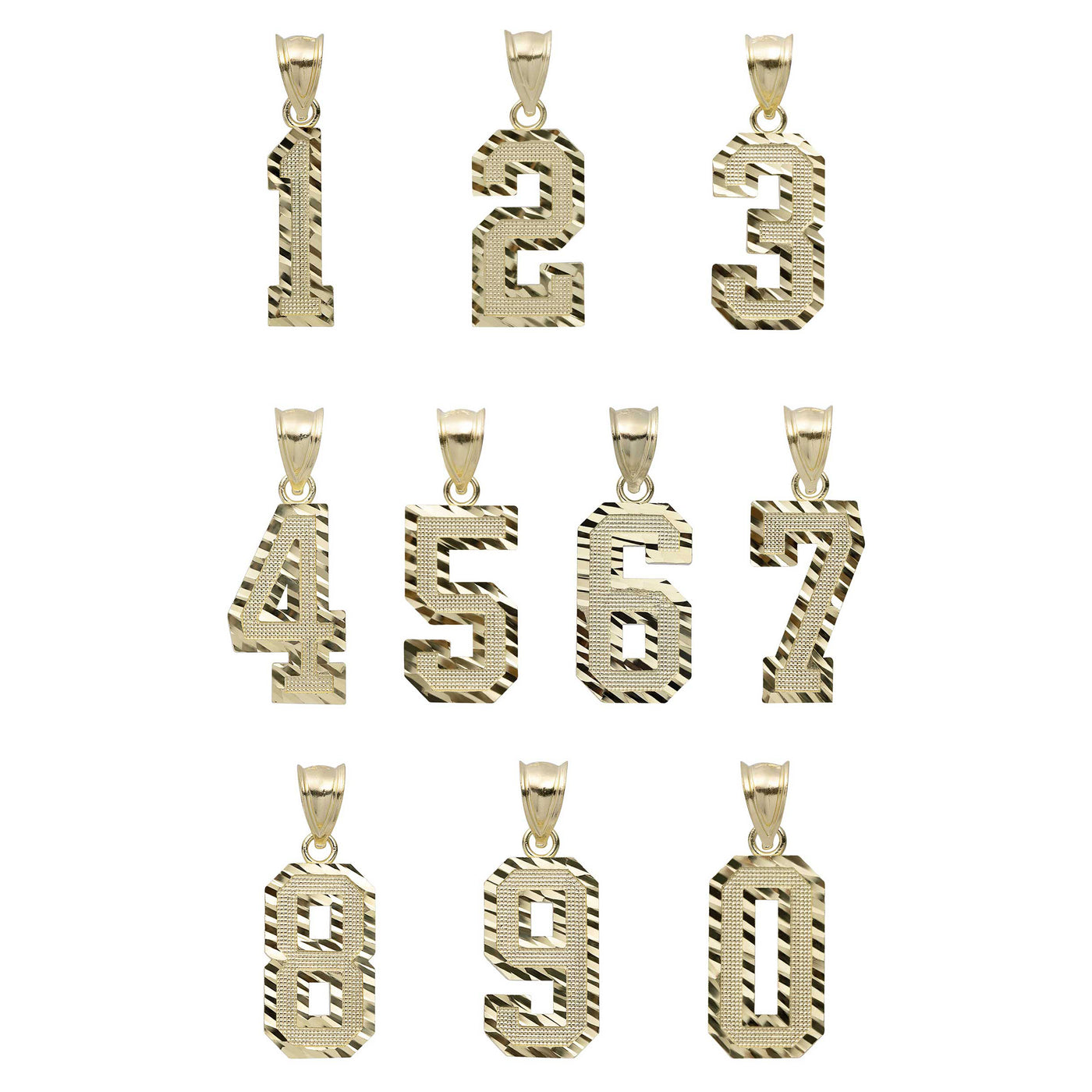 1 1/4" Diamond-Cut Number Pendant Necklace 10K Yellow Gold