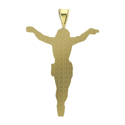 Men's Diamond Cut Crucifix Jesus Body Pendant Charm 10K Yellow Gold