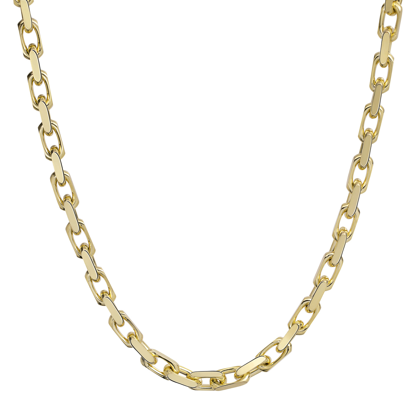 Chunky Box Link Chain Necklace 14K Solid Yellow Gold