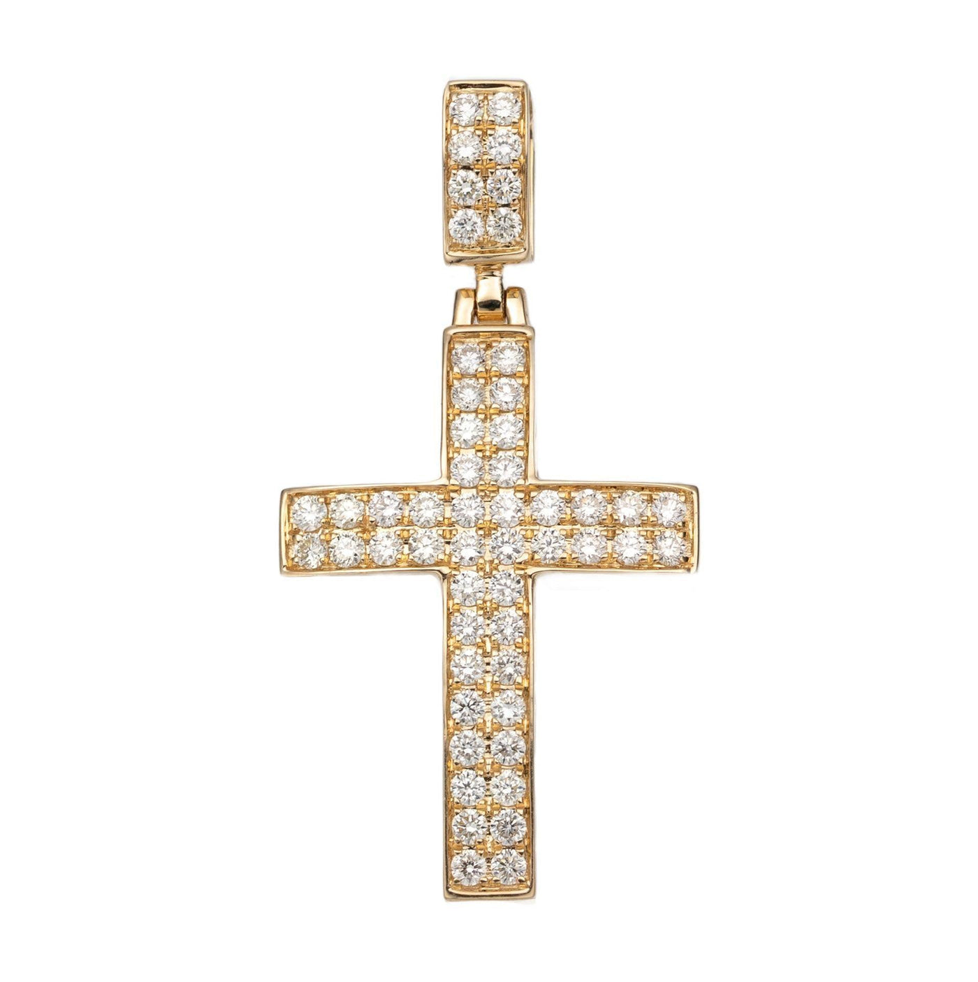 1 1/2" Cross Diamond Pendant 1.34ct 14K Yellow Gold - bayamjewelry