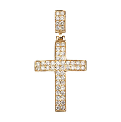1 1/2" Cross Diamond Pendant 1.34ct 14K Yellow Gold - bayamjewelry