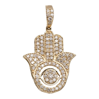 1 1/2" Evil-Eye Hamsa Diamond Pendant 1.67ct 14K Yellow Gold - bayamjewelry