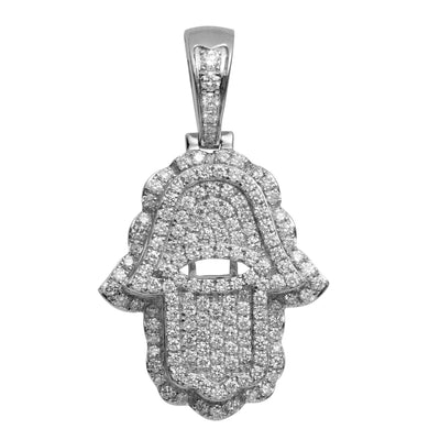 1 1/2" Hamsa Diamond Pendant 2.48ct 14K White Gold - bayamjewelry