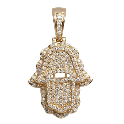 1 1/2" Hamsa Diamond Pendant 2.48ct 14K Yellow Gold - bayamjewelry