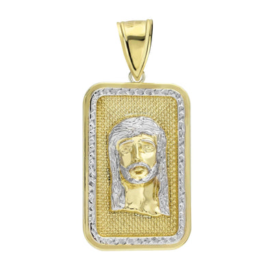 1 1/2" Jesus Head Medallion Diamond Cut Pendant 10K Yellow Gold - bayamjewelry