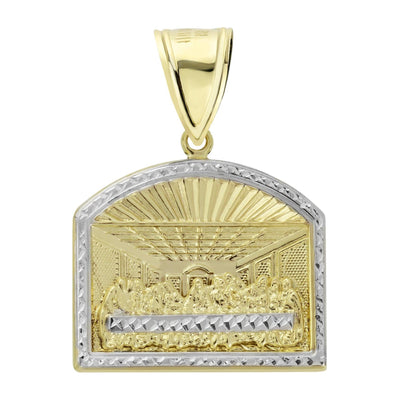 1 1/2" Last Supper Diamond Cut Medallion Two-Tone Pendant 10K Yellow Gold - bayamjewelry