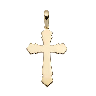 1 1/2" Polished Jesus Cross Crucifix Pendant Solid 14K Yellow Gold - bayamjewelry