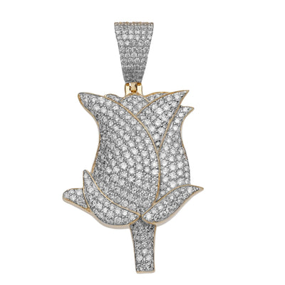 1 1/2" Rose Diamond Pendant 0.70ct 14K Yellow Gold - bayamjewelry