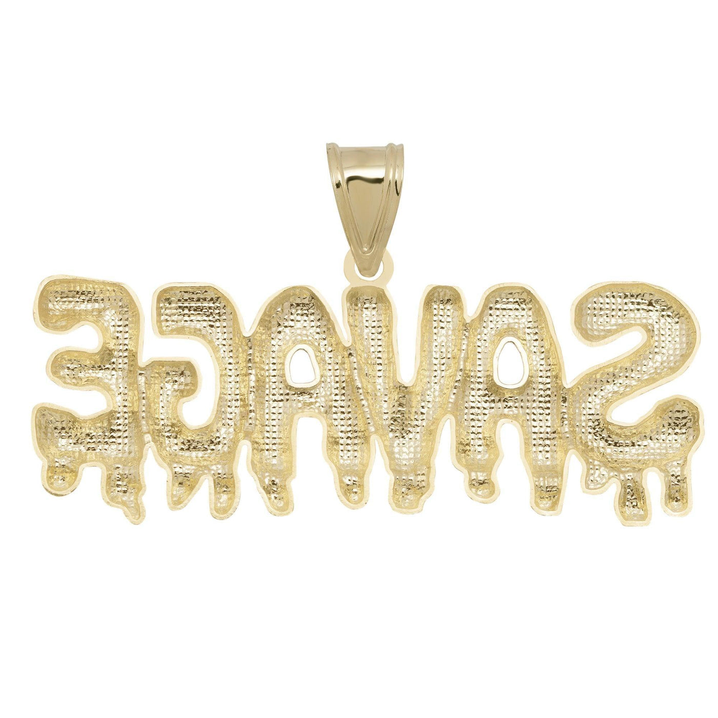 1 1/2" Savage Drop Diamond Cut Pendant Solid 10K Yellow Gold - bayamjewelry