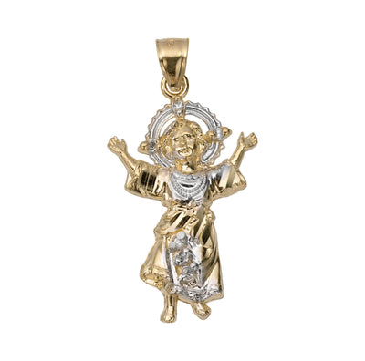 1 1/4" CZ Divino Nino Baby Jesus Pendant 10K Yellow Gold - bayamjewelry