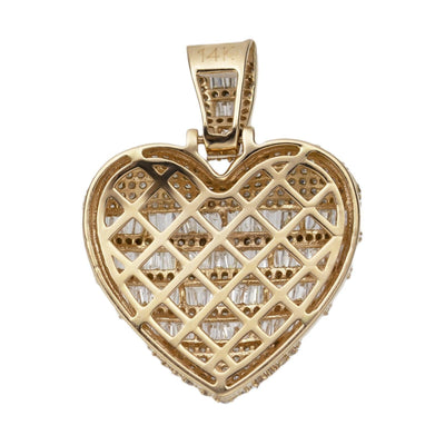 1 1/4" Puffed Heart Diamond Pendant 1.95ct 14K Yellow Gold - bayamjewelry