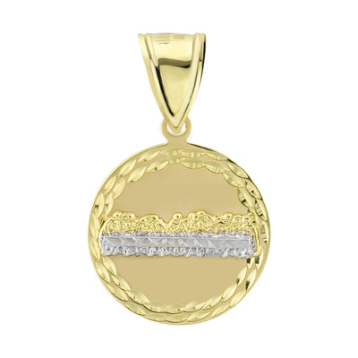 1 1/4" Round The Last Supper Diamond Cut Charm Pendant 10K Yellow Gold - bayamjewelry