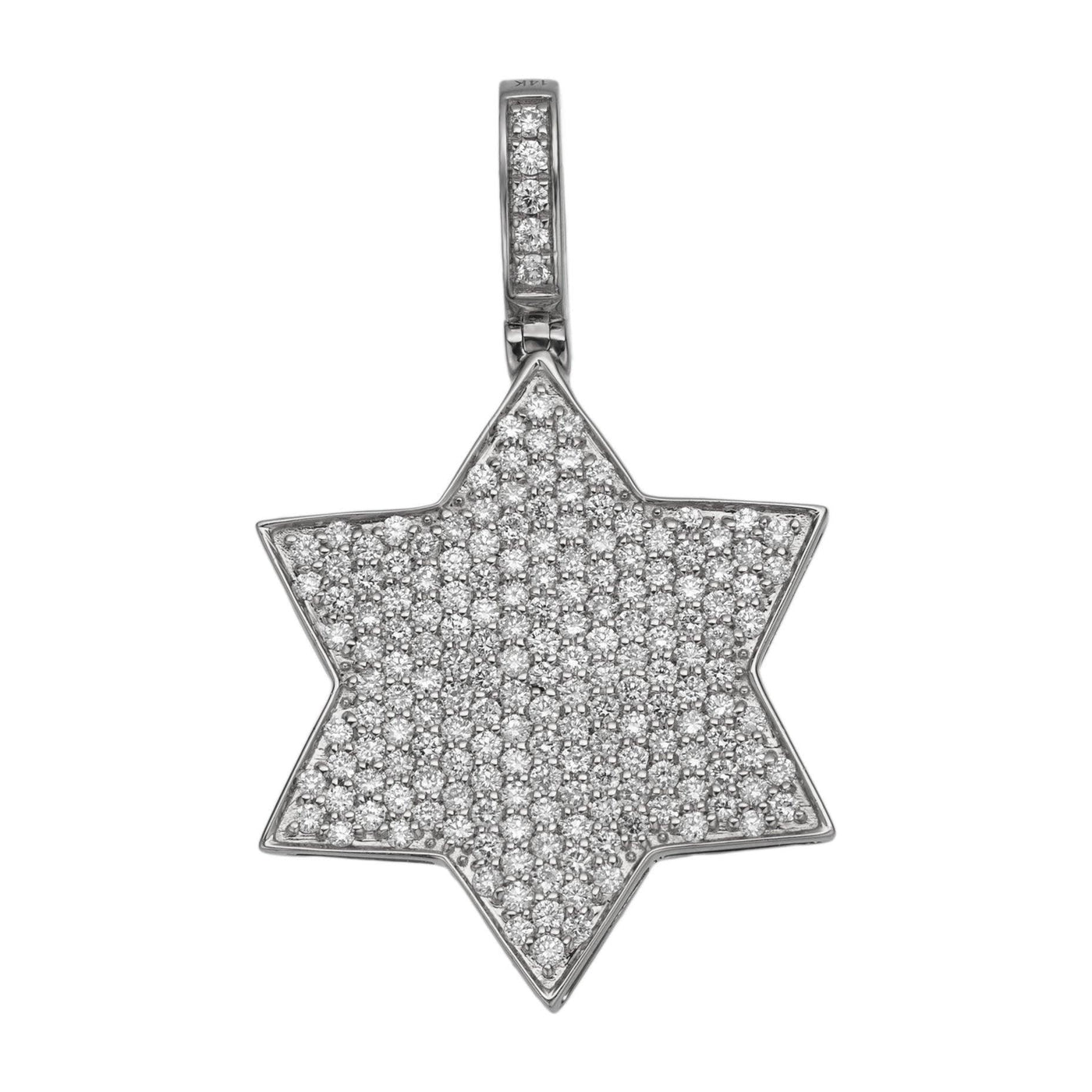 1 1/4" Star of David Diamond Pendant 1.31ct 14K White Gold - bayamjewelry