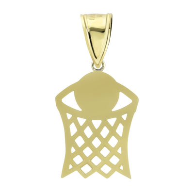 1 3/4" Basketball Net Hoop Pendant Charm Diamond Cut 10K Yellow Gold - bayamjewelry