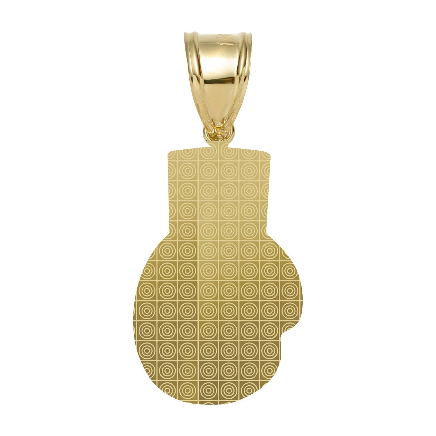 1 3/4" Boxing Glove Pendant Diamond Cut 10K Yellow Two-Tone Gold - bayamjewelry