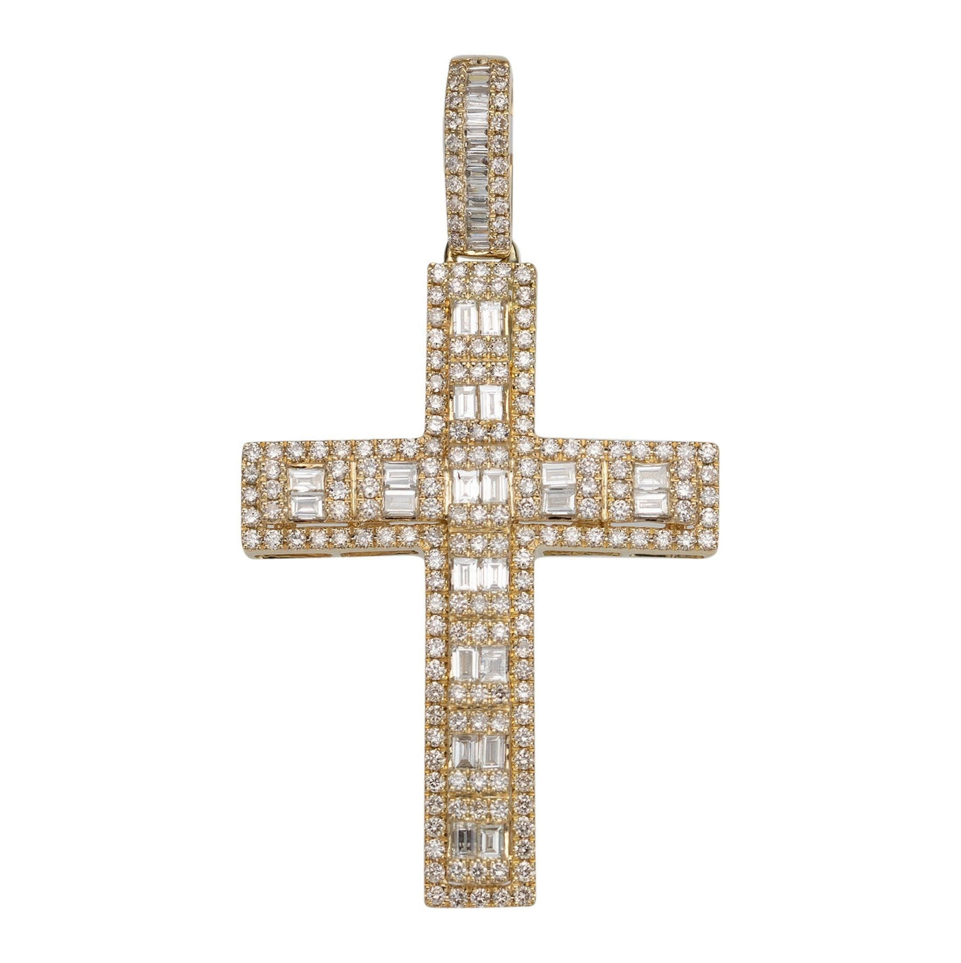 1 3/4" Cross Diamond Pendant 1.65ct 14K Yellow Gold - bayamjewelry