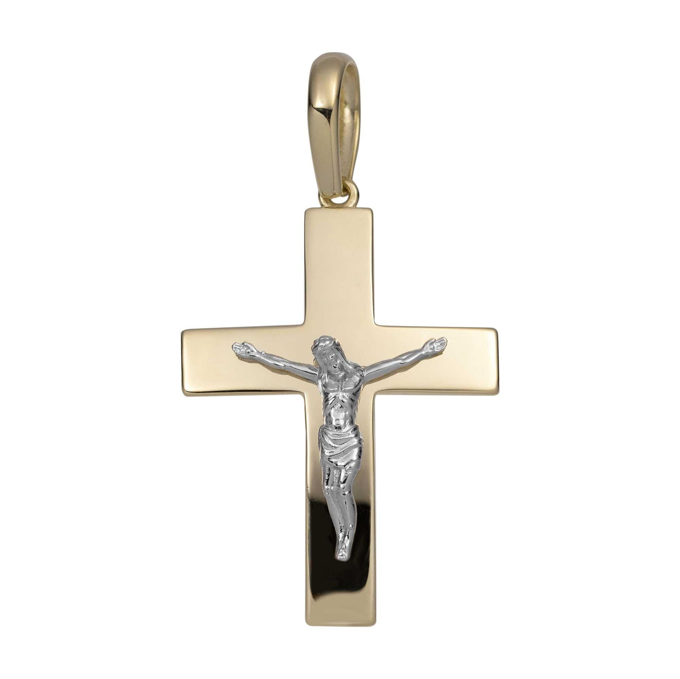 1 3/4" Jesus Cross Crucifix Pendant 14K Yellow Gold - bayamjewelry