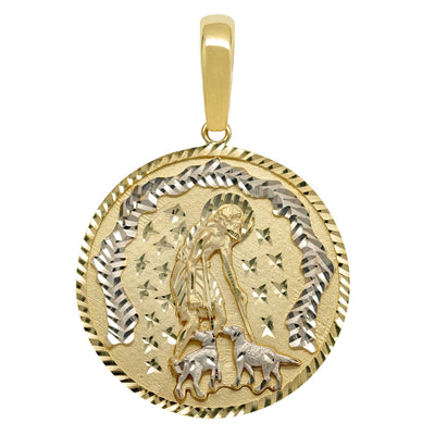 1 3/4" Jesus Shepherd Round Medallion Pendant Solid 10K Yellow Gold - bayamjewelry