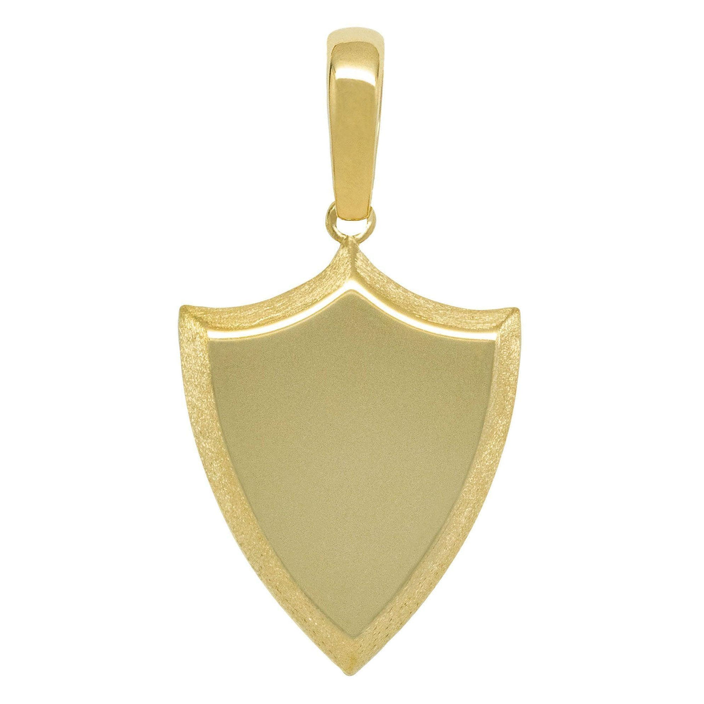 1 3/4" Plain Shield Pendant Solid 10K Yellow Gold - bayamjewelry