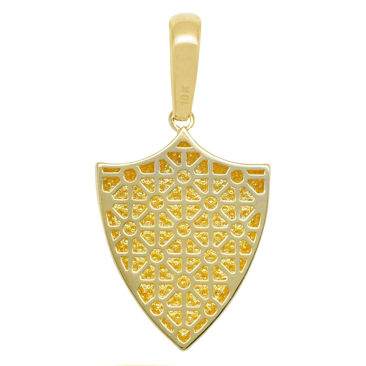1 3/4" Plain Shield Pendant Solid 10K Yellow Gold - bayamjewelry
