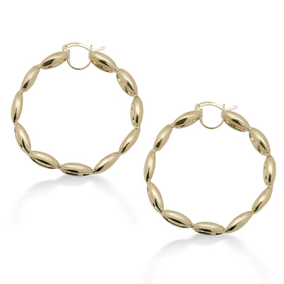 1 3/4" Puffed Gucci Link Hoop Earrings 10K Yellow Gold - bayamjewelry