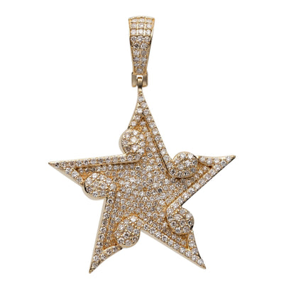 1 3/4" Star-Shaped Music Note Diamond Pendant 2.0ct 14K Yellow Gold - bayamjewelry
