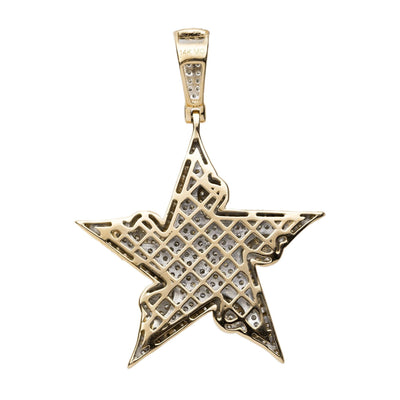 1 3/4" Star-Shaped Music Note Diamond Pendant 2.0ct 14K Yellow Gold - bayamjewelry