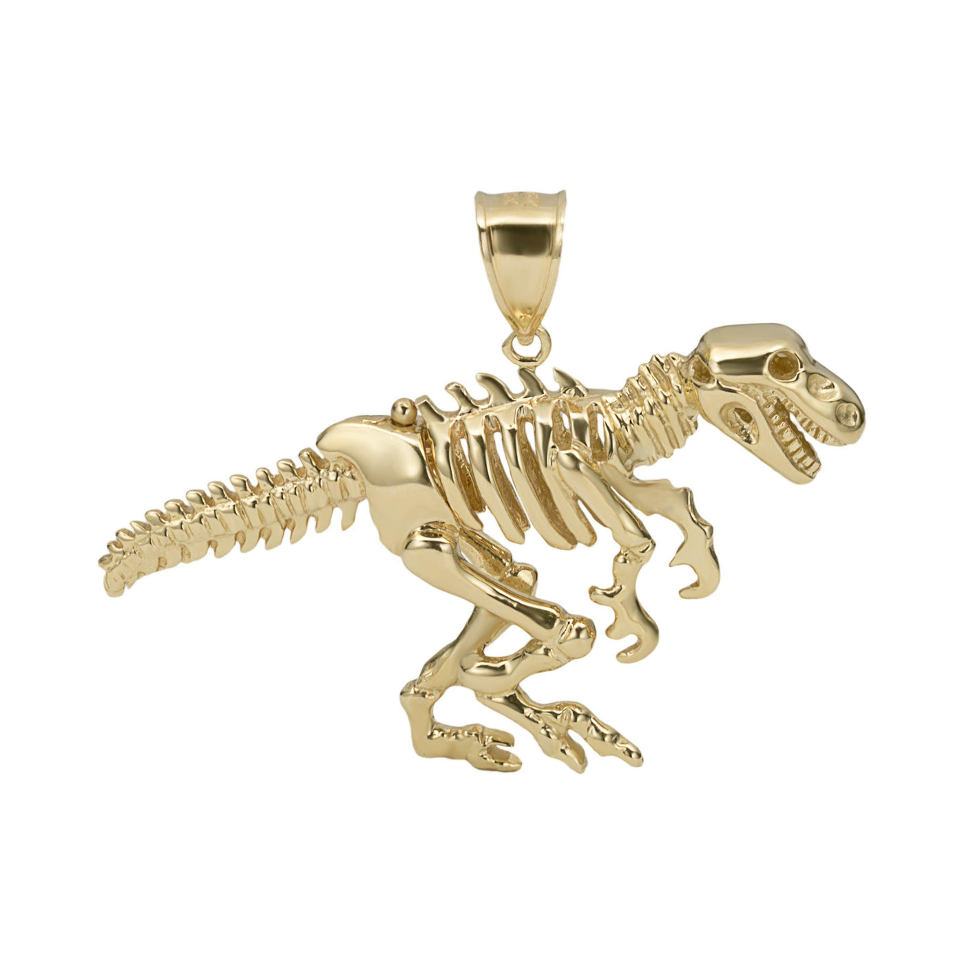 1 3/4" T-Rex Dinosaur Pendant Solid 10K Yellow Gold - bayamjewelry