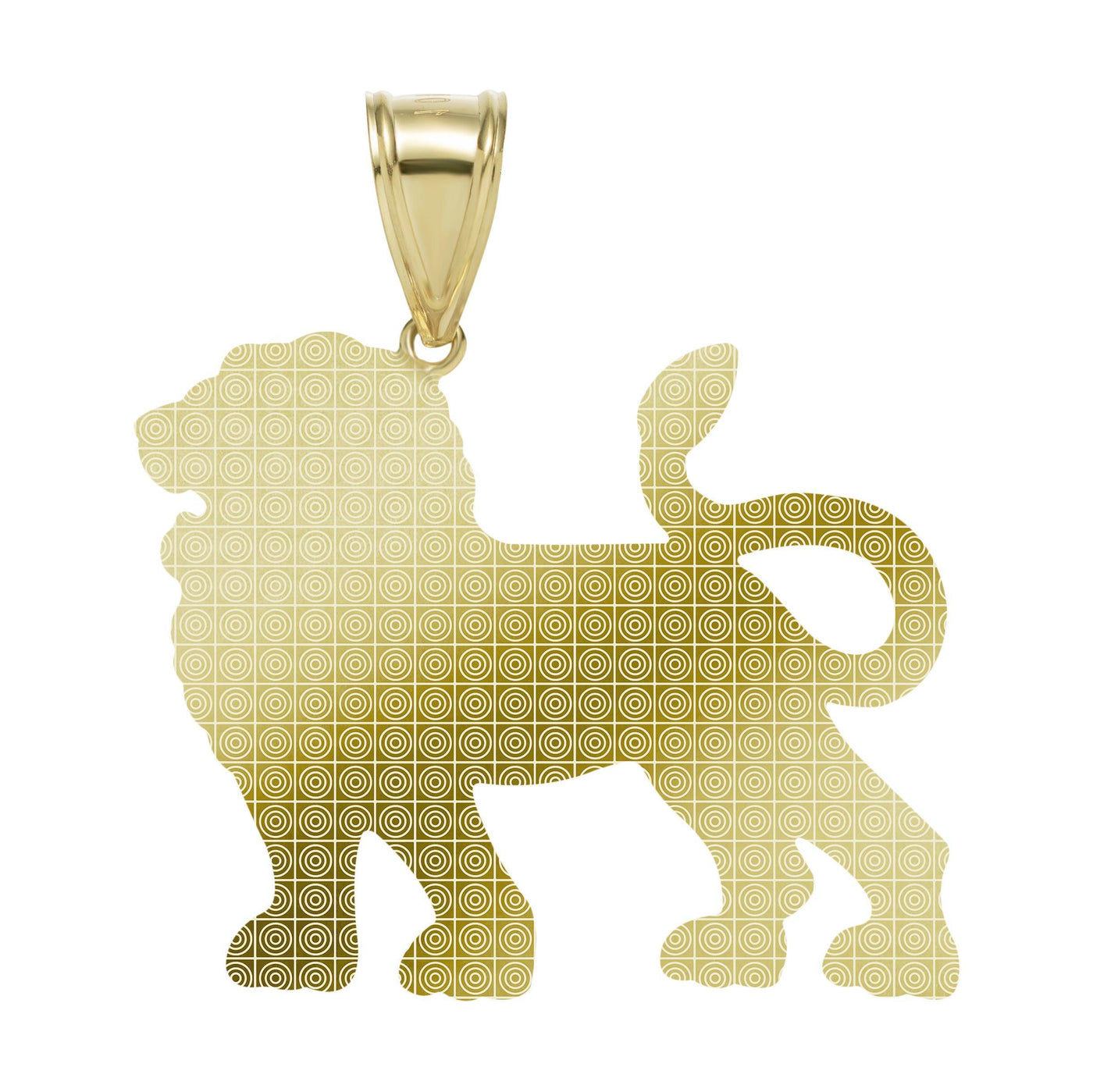 1 3/4" Walking Lion Body Diamond Cut Pendant 10K Yellow Two-Tone Gold - bayamjewelry