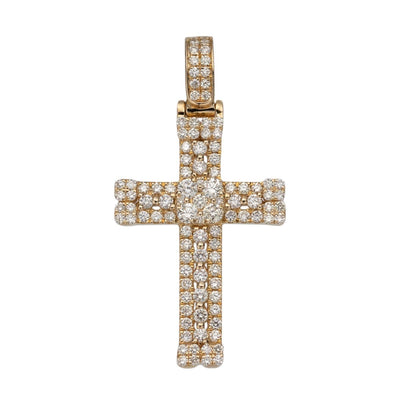 1 3/8" Cross Diamond Pendant 1.04ct 14K Yellow Gold - bayamjewelry