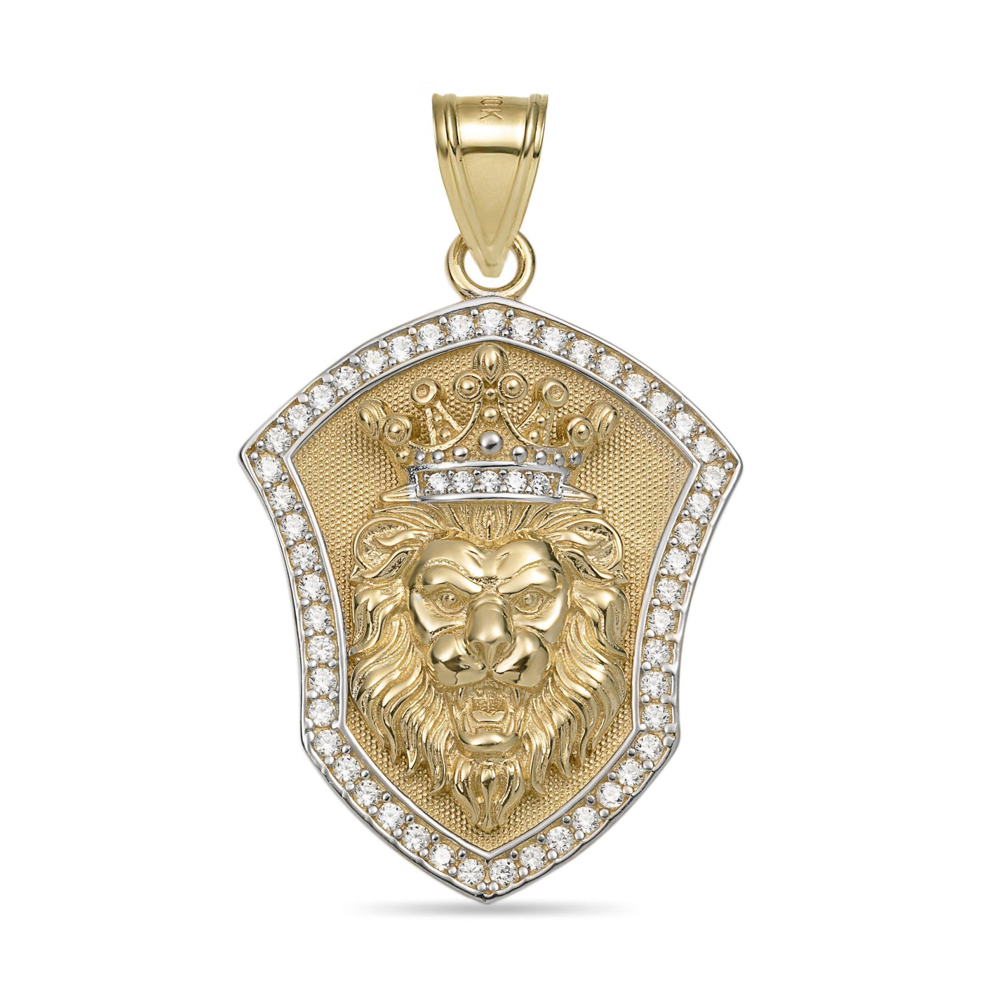 1 3/8" CZ Lion King Medallion Pendant 10K Yellow Gold - bayamjewelry