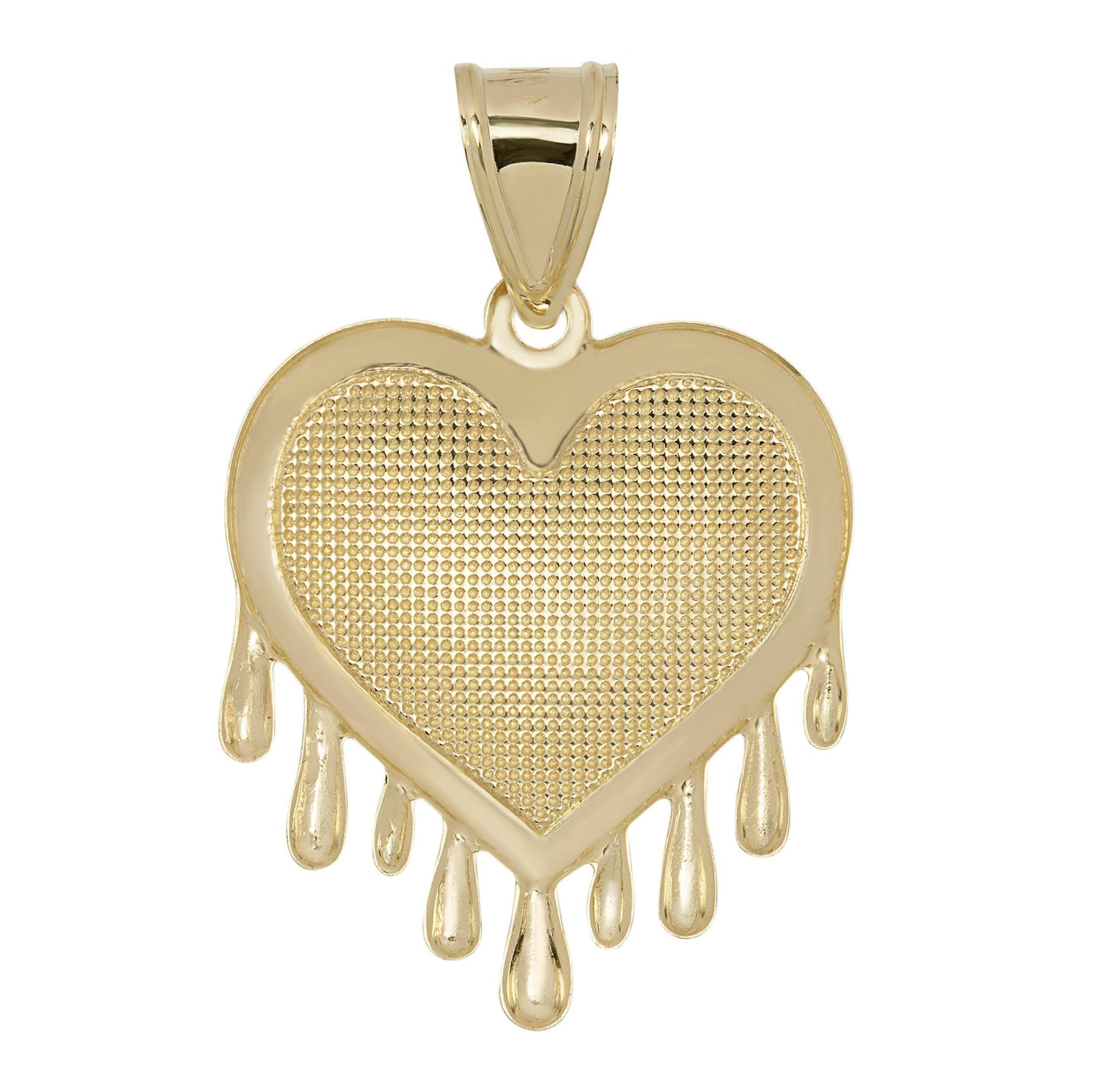1 3/8" Diamond-Cut Heart with Drops Pendant Charm 10K Yellow Gold - bayamjewelry