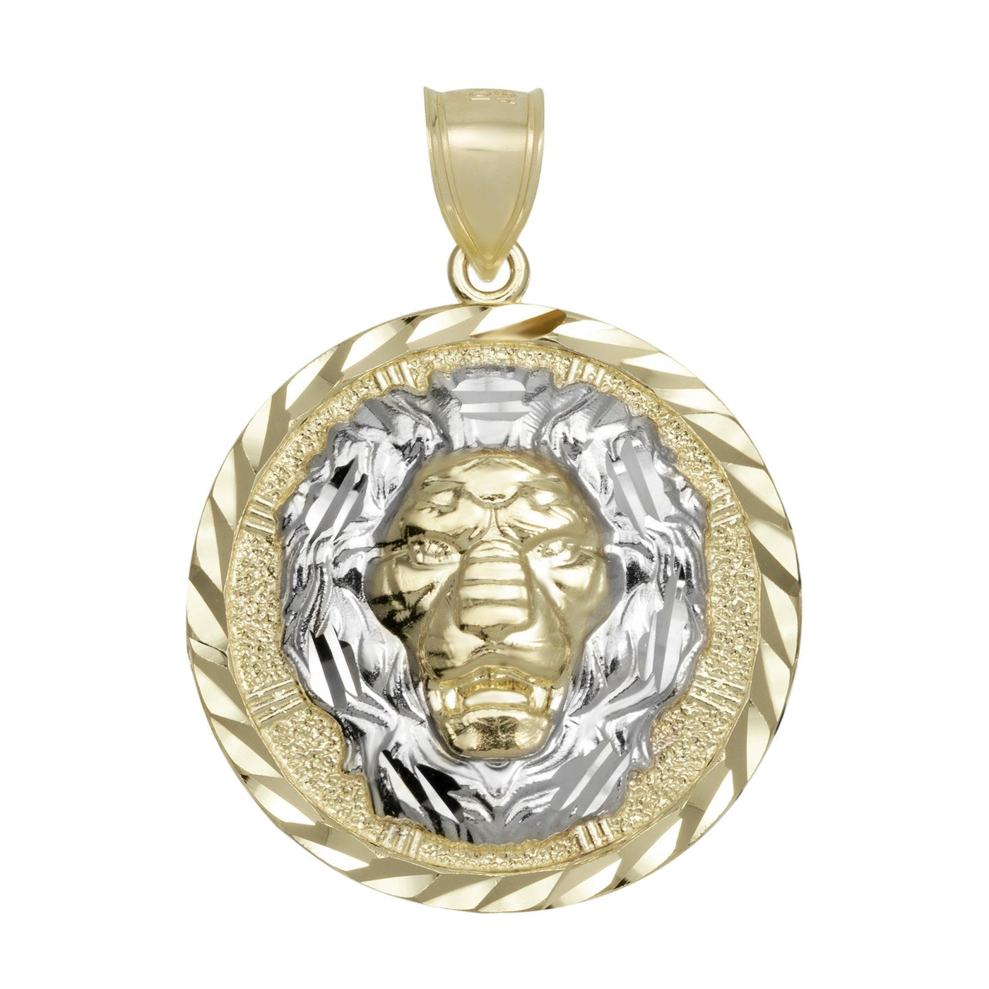 1 3/8" Diamond-Cut Lion Medallion 10K Yellow Gold - bayamjewelry