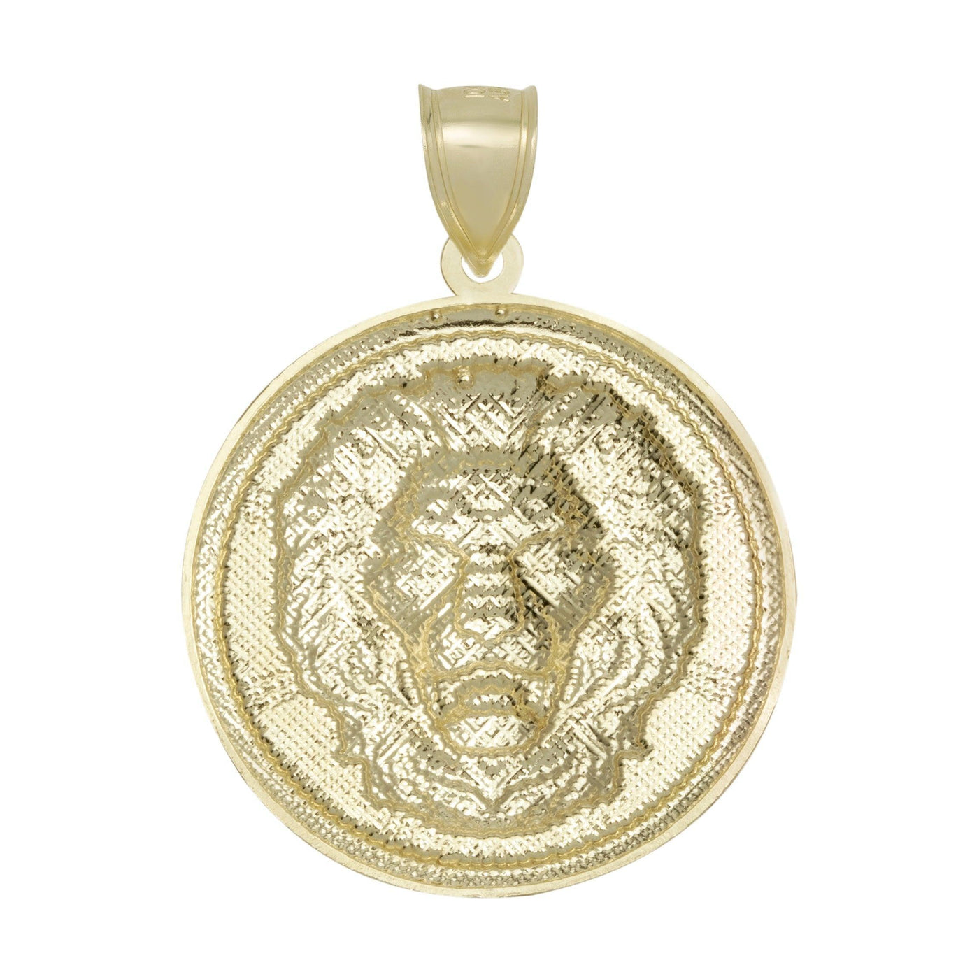 1 3/8" Diamond-Cut Lion Medallion 10K Yellow Gold - bayamjewelry